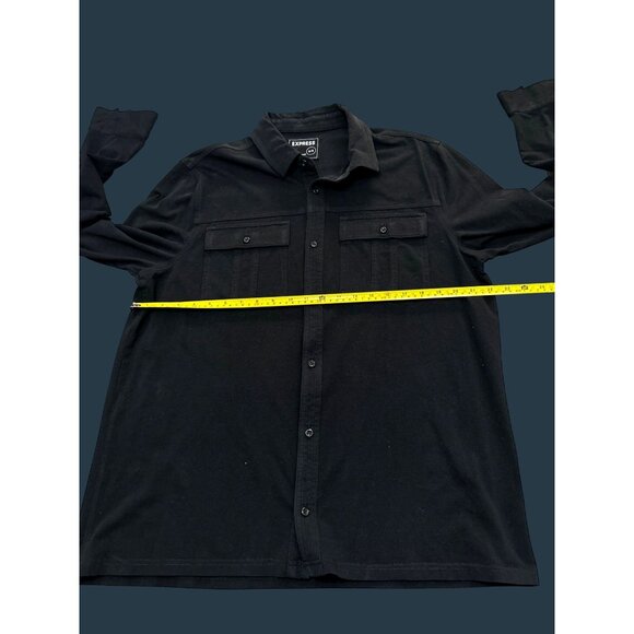 Mens Express Black Long Sleeve Button-Down Shirt XL With Stretch & Moisture Wick - Picture 5 of 7